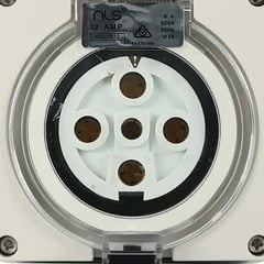 Round three-phase socket with five pins — four around a central pin