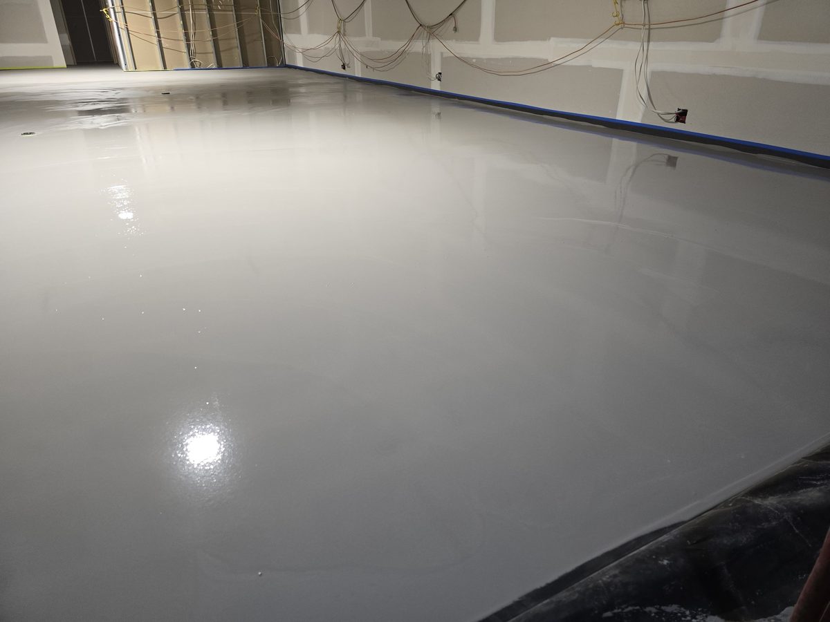 Poured decorative overlay with a smooth, even gloss finish